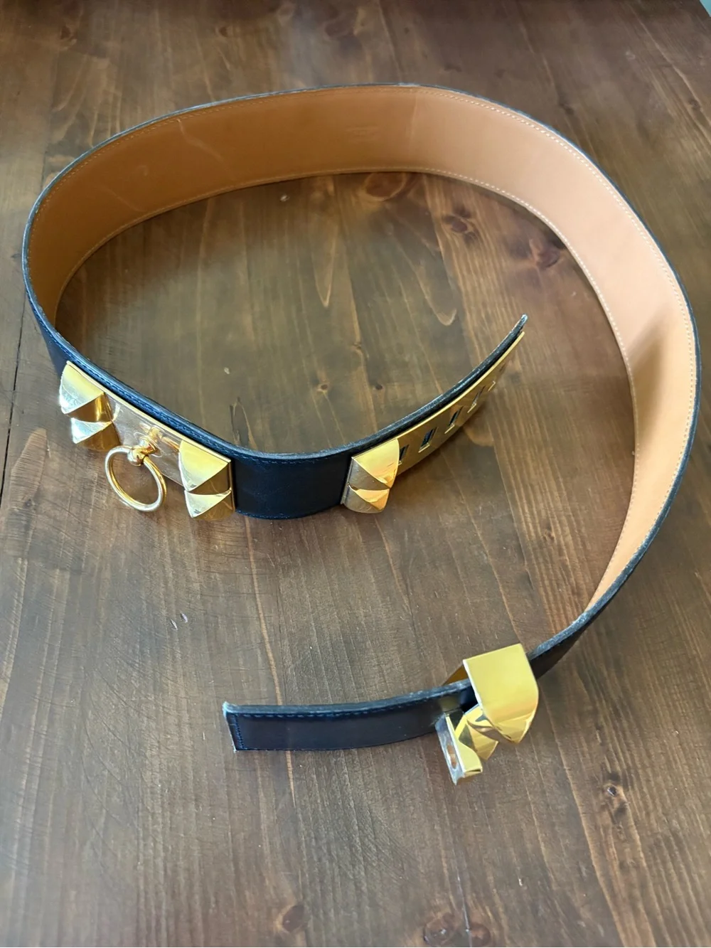 Gold Hardware Black Waist Belt - Designer Style